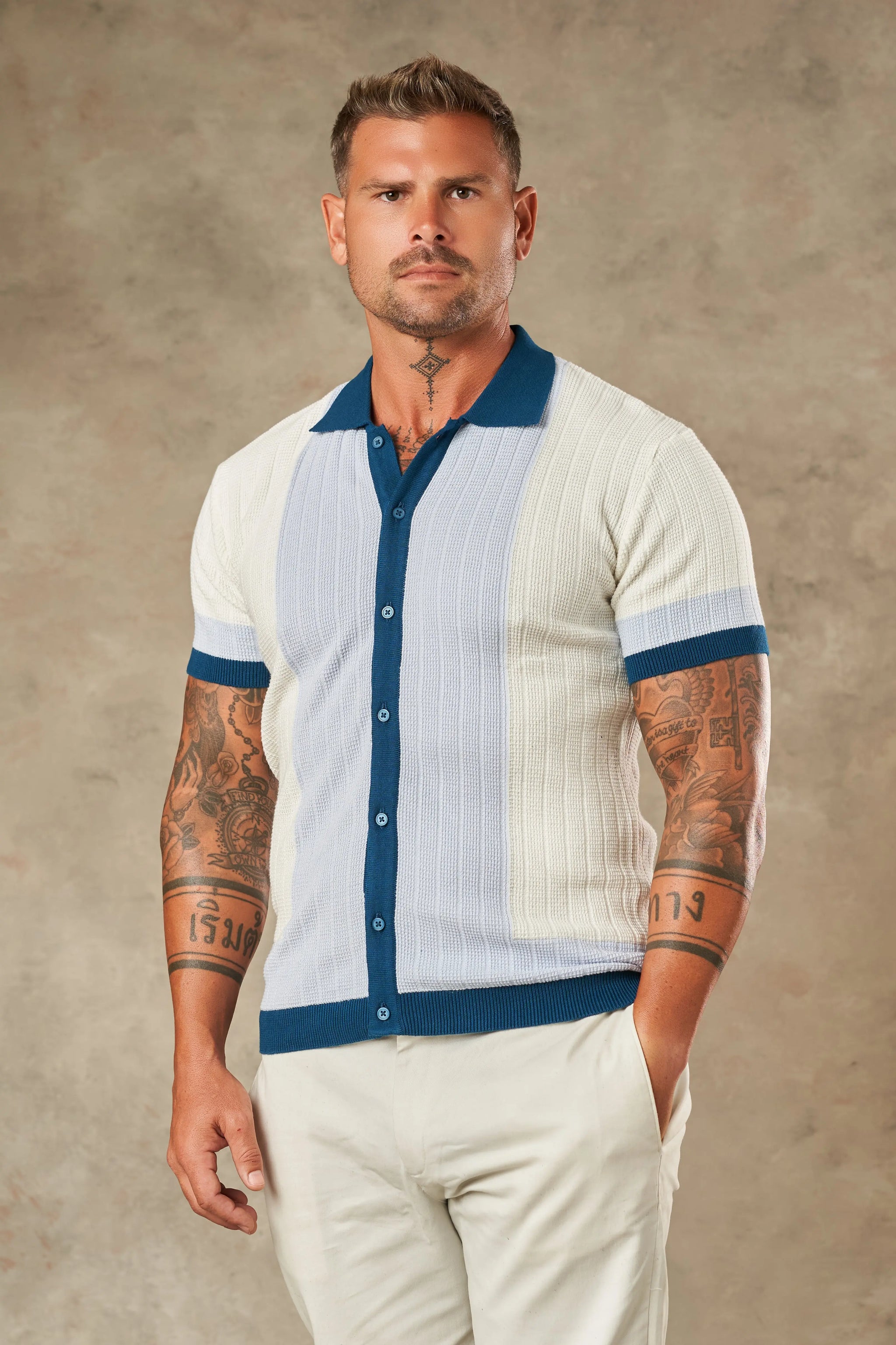 Tri Tone Riviera Button Down Shirt  - LCY London