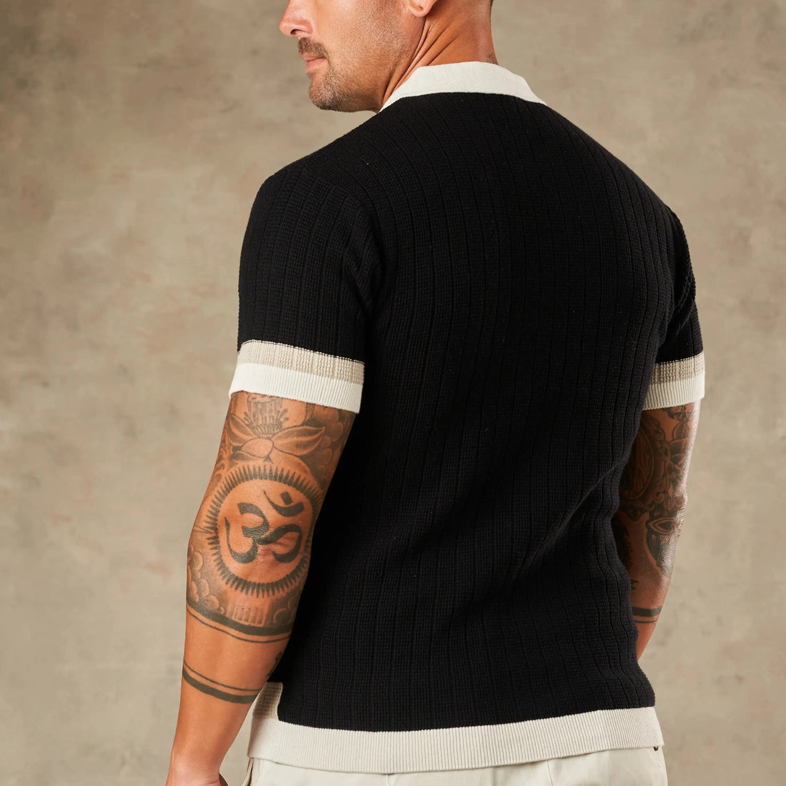 Vertical Colour Block Zipper Polo - LCY LONDON
