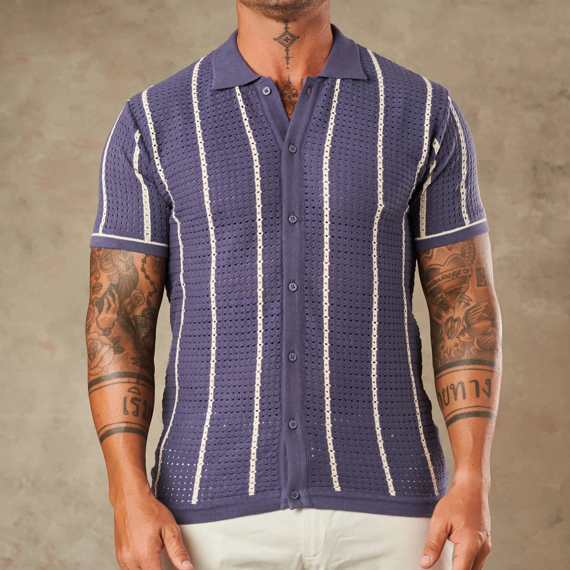 Vertical Pointelle Button Down  - LCY London