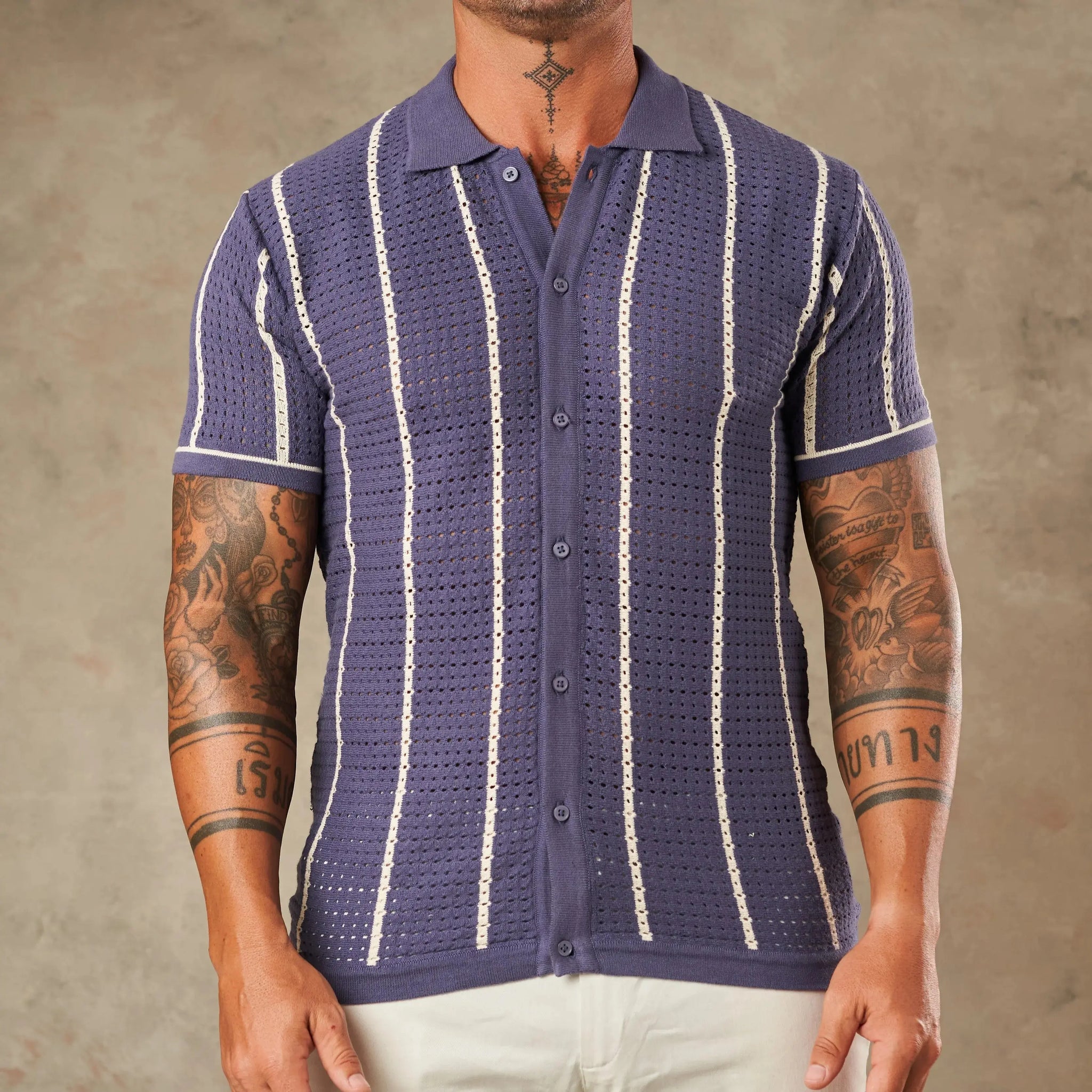 Vertical Pointelle Button Down  - LCY London