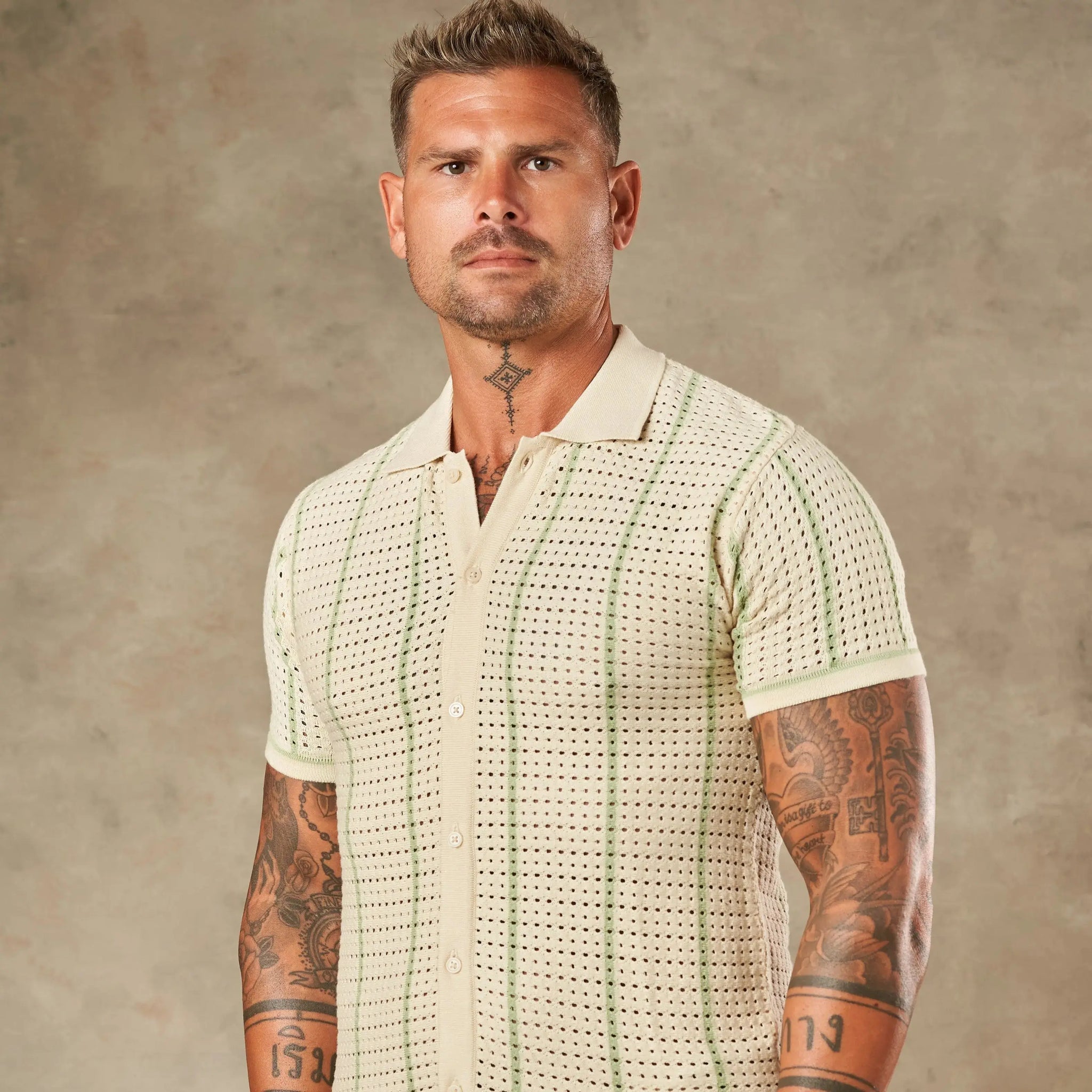 Vertical Pointelle Button Down  - LCY London