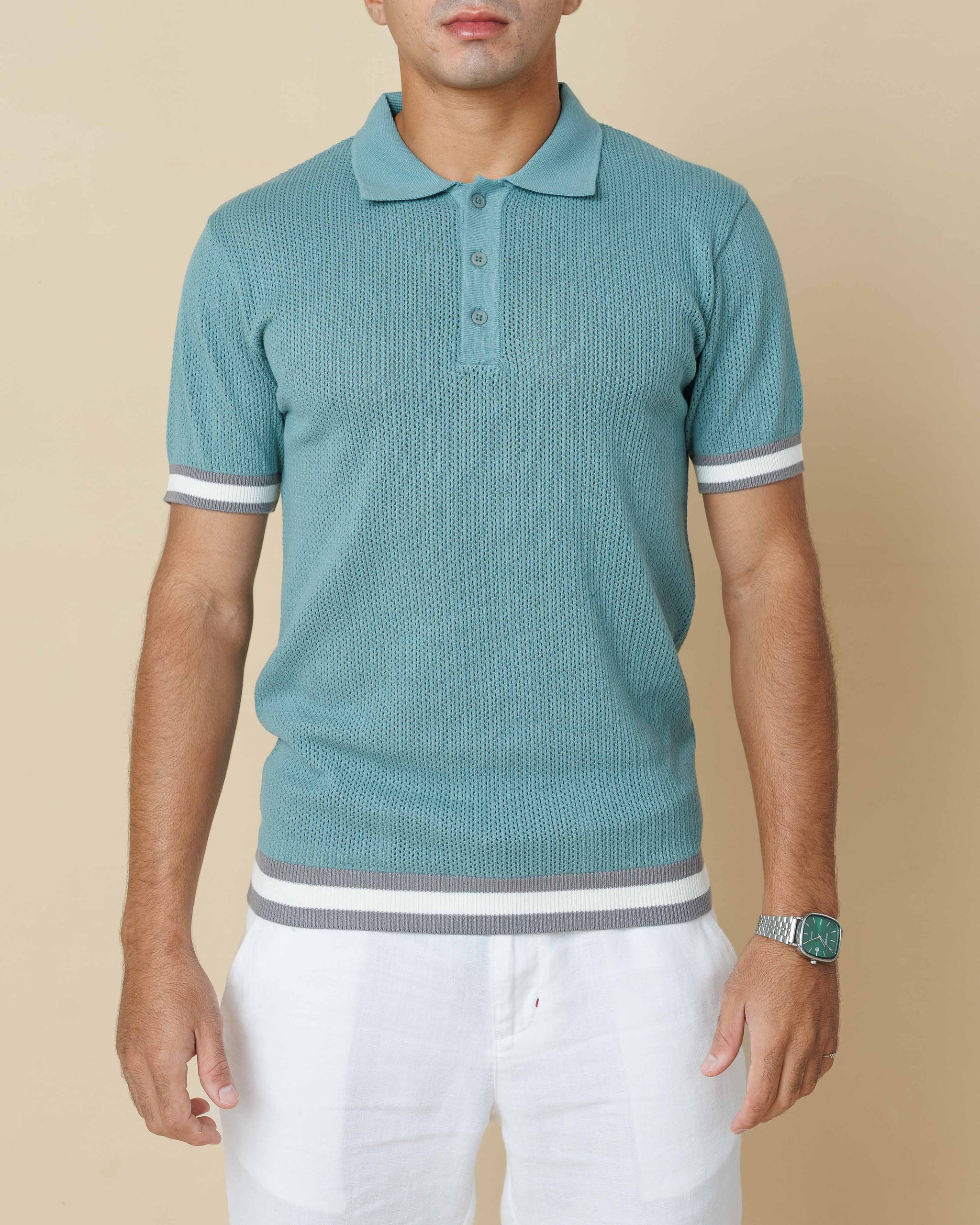 Zig Zag Jacquard Cotton Polo  - LCY London