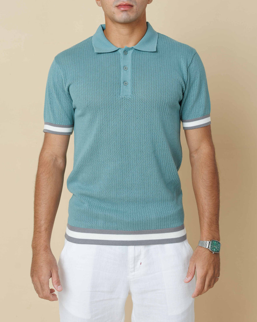 Zig Zag Jacquard Cotton Polo  - LCY London