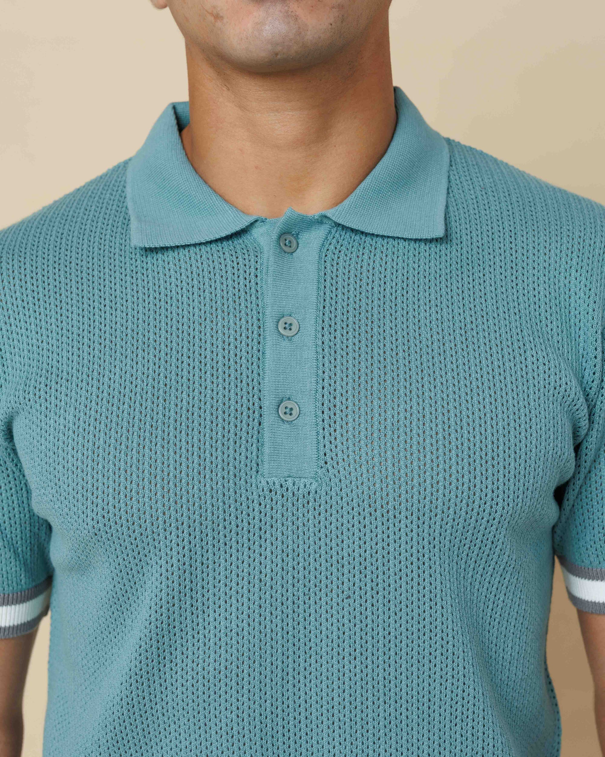 Zig Zag Jacquard Cotton Polo  - LCY London