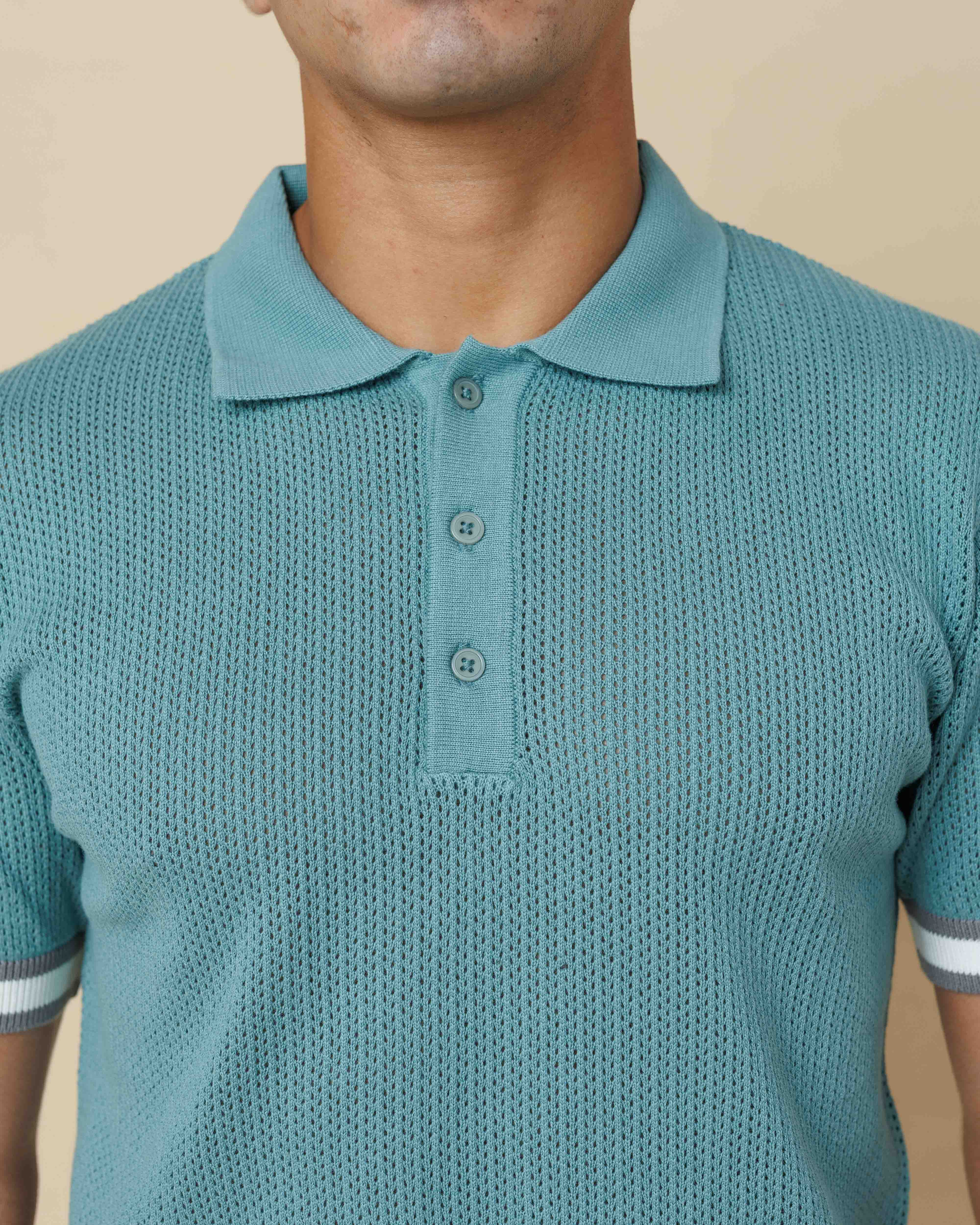Zig Zag Jacquard Cotton Polo  - LCY London