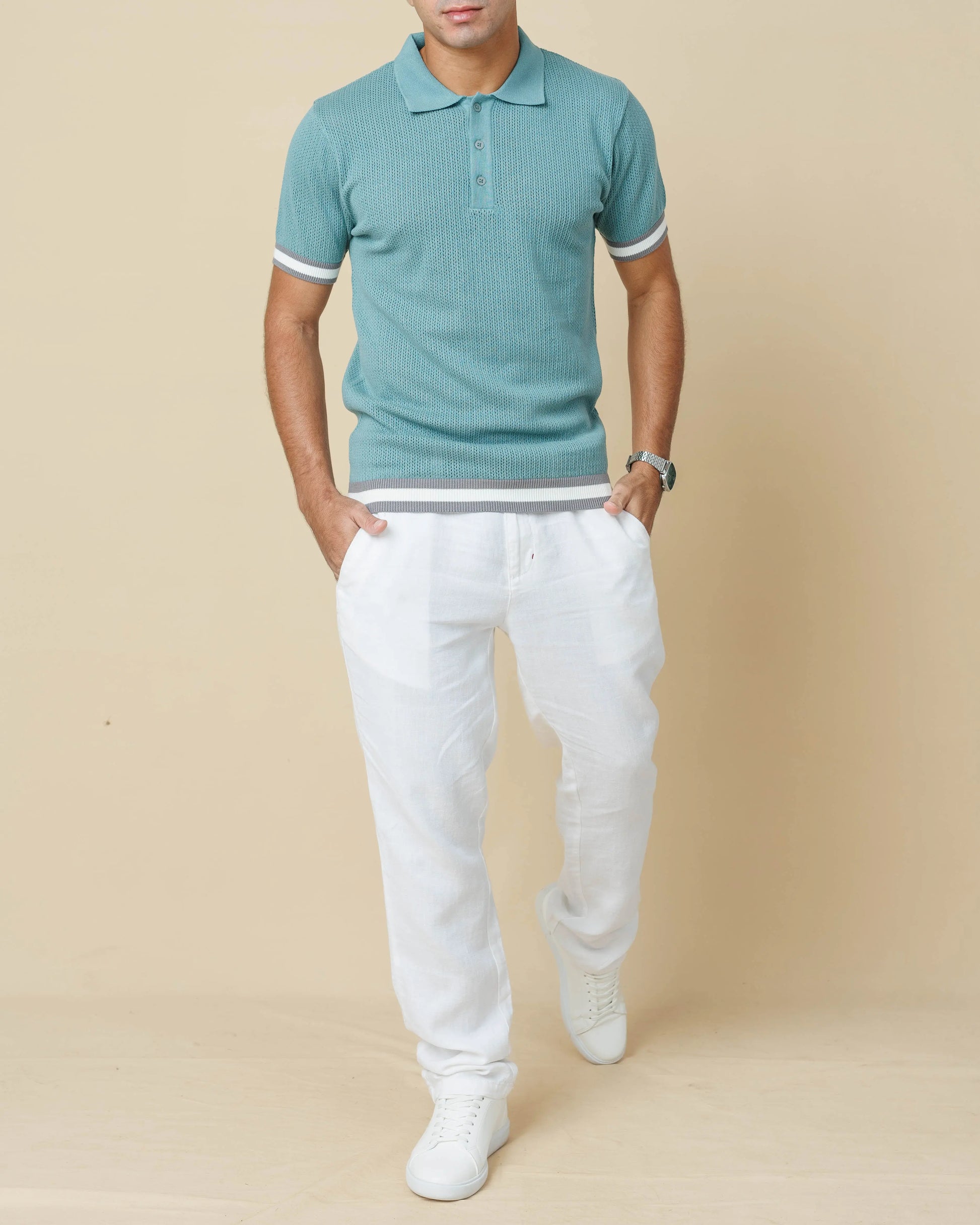 Zig Zag Jacquard Cotton Polo  - LCY London