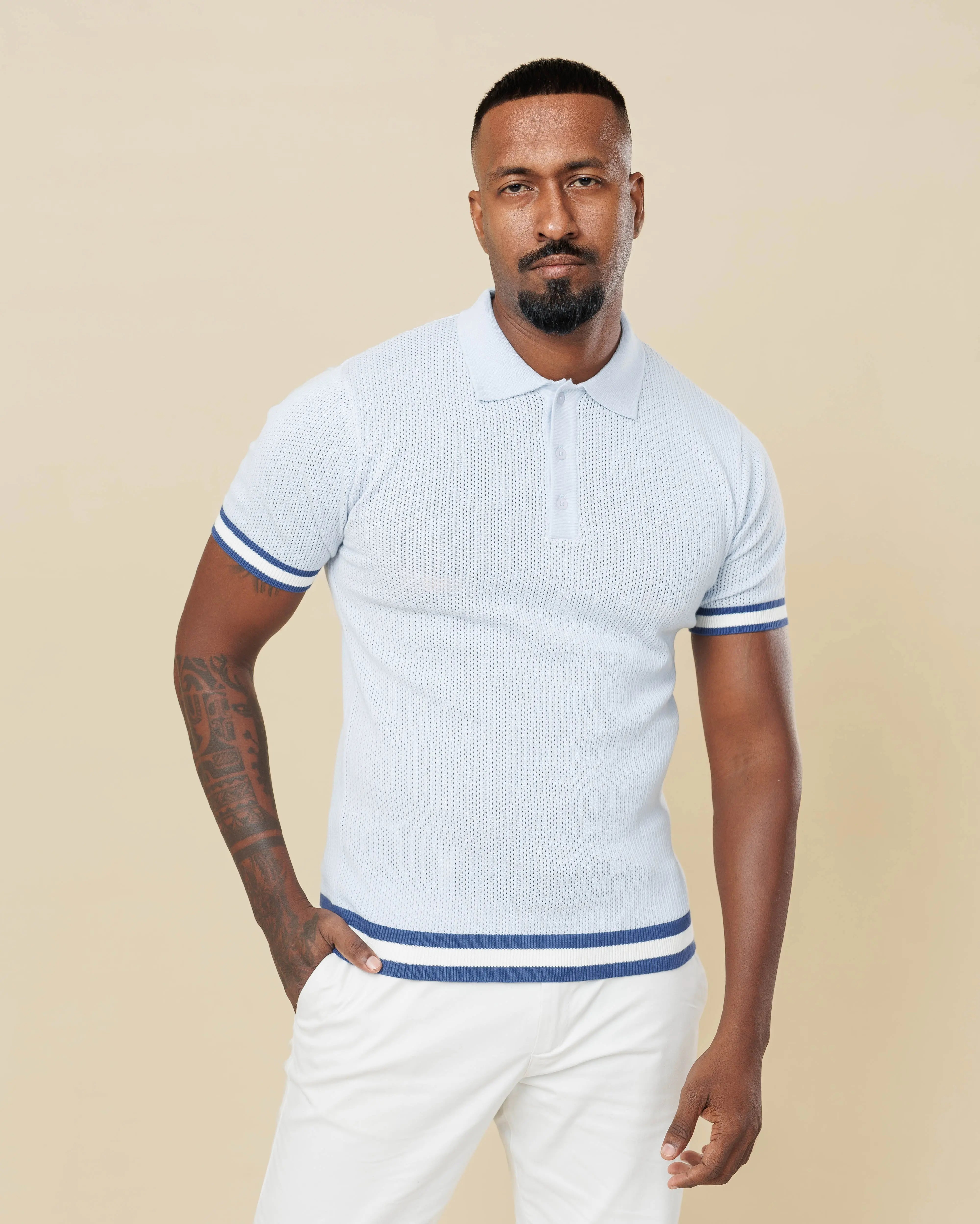 Zig Zag Jacquard Cotton Polo  - LCY London