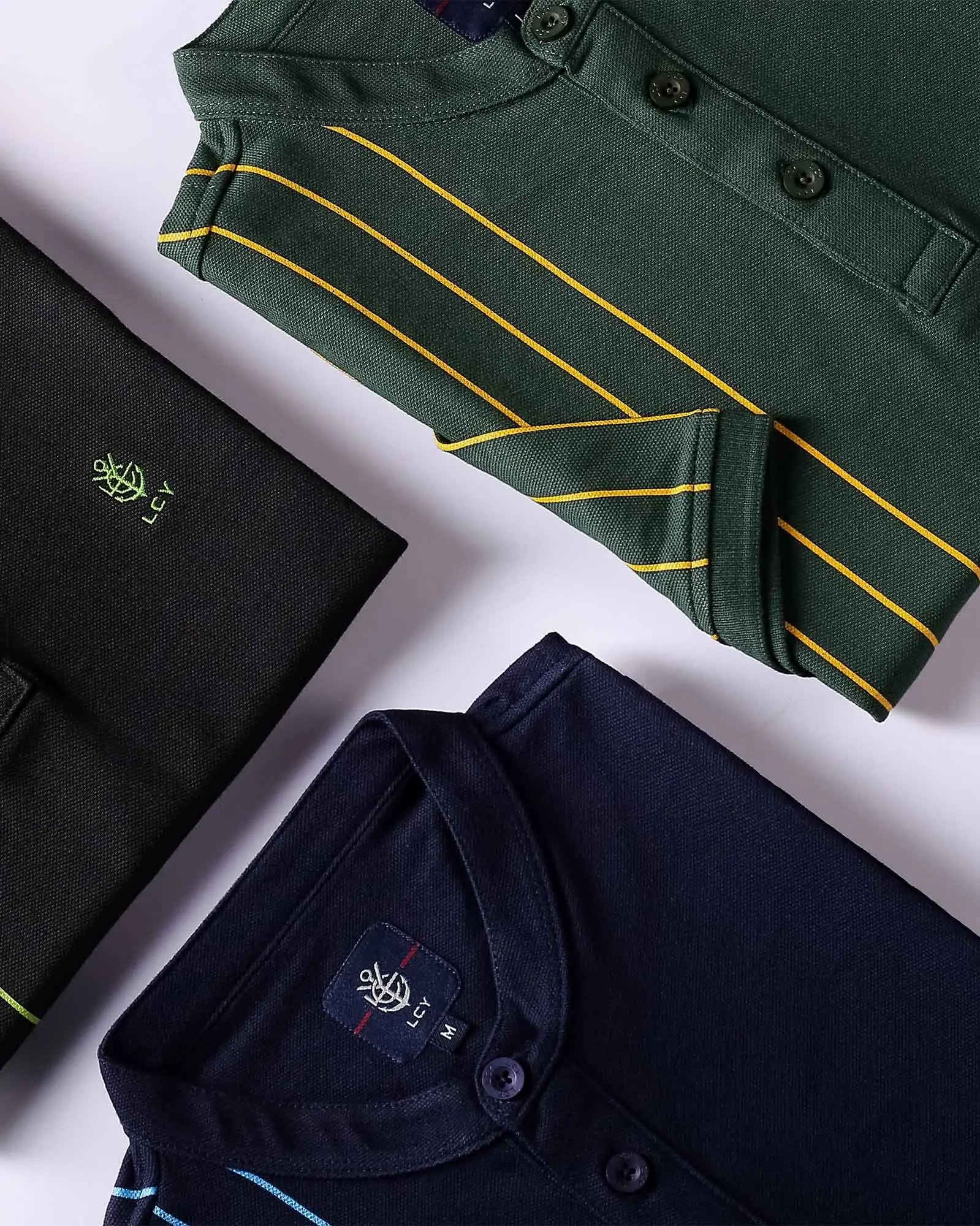 LCY London | Capsule Collection - Contrasting Vertical Striped Men's Mandarin Polo LCY London