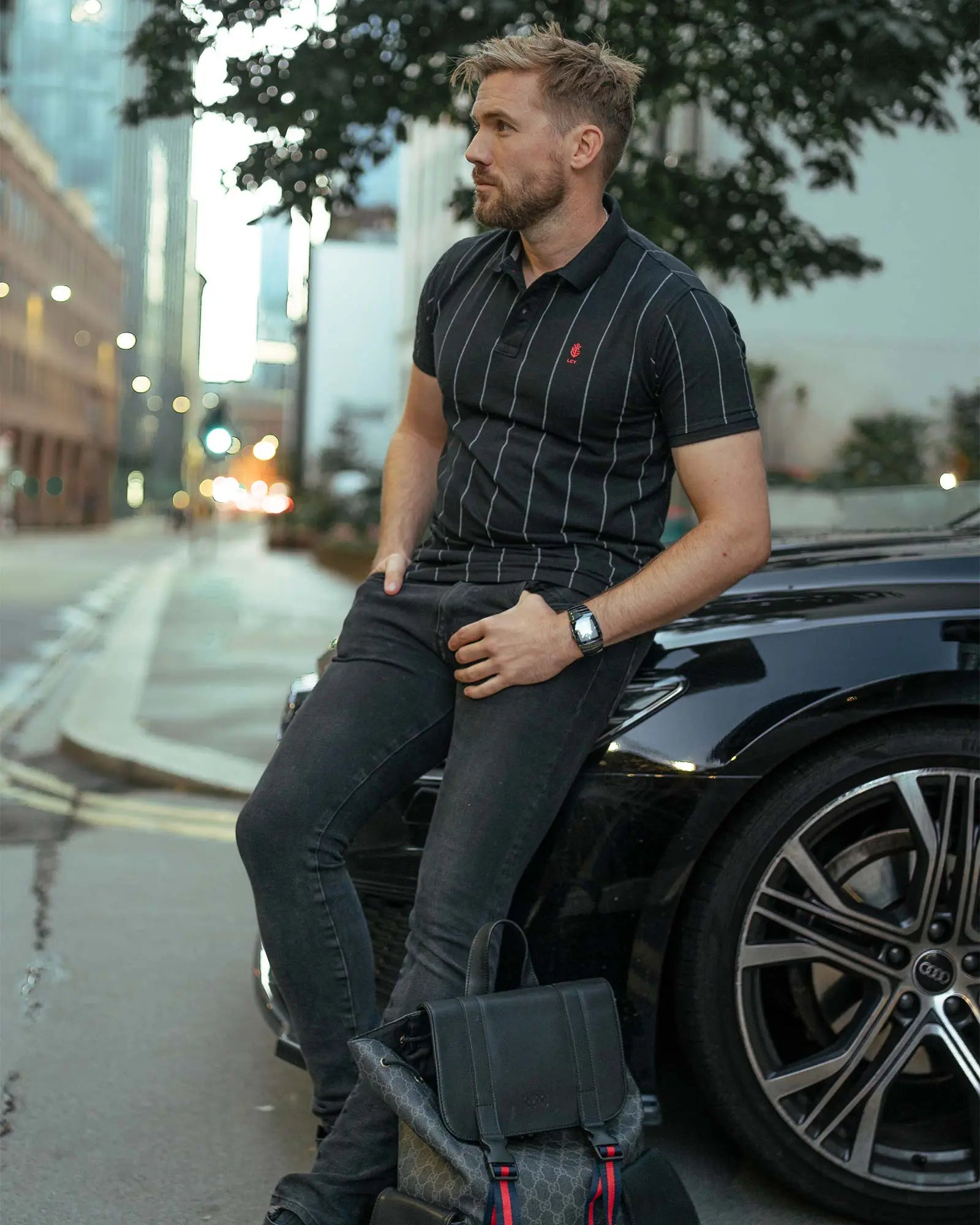 LCY London | Line Classics - Vertical Striped Men's Sports Polo Shirt LCY London